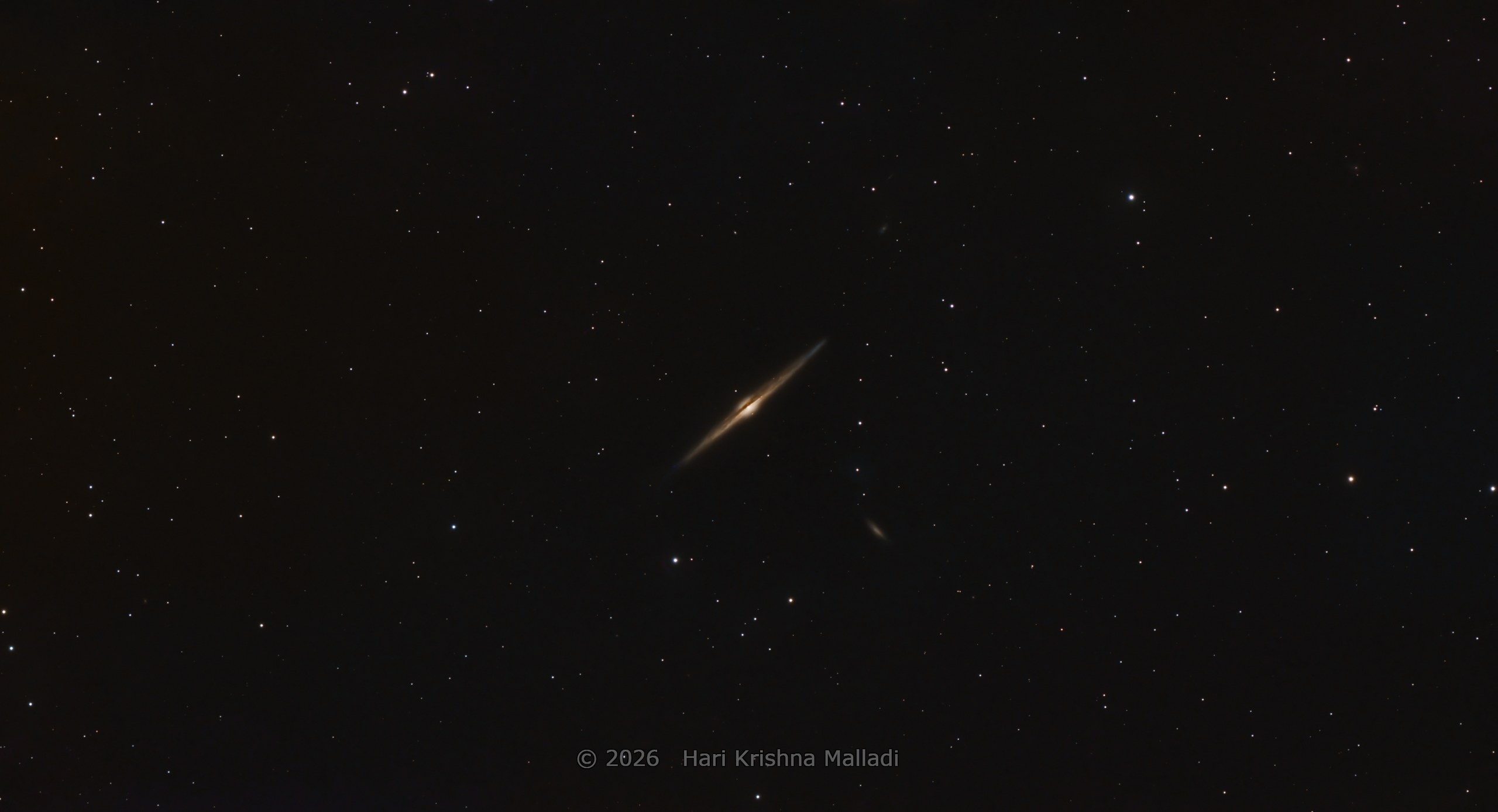 Needle Galaxy, photographed by Hari Krishna Malladi.
